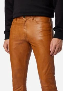 Slim Fit - Leren Broek - Cognac -Jack and Jones Verkoopwinkel 97219d54f305429fb27ab80dd1b31c74