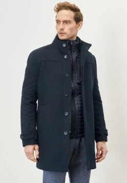 Standard Fit Figured- Halflange Jas - Navy Blue