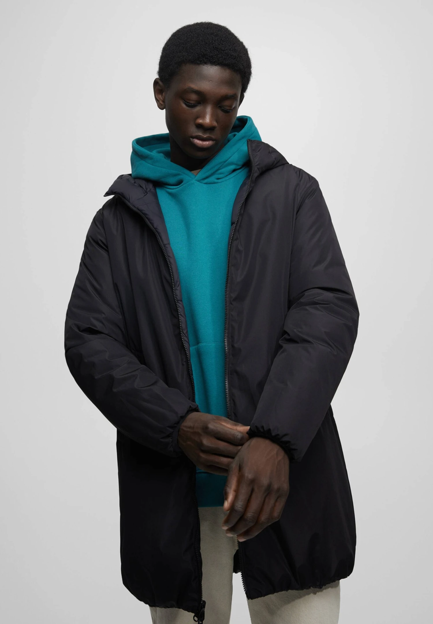 PULL & BEAR Reversible Puffer- Winterjas - Mottled Black 3 PULL & BEAR Reversible Puffer- Winterjas - Mottled Black