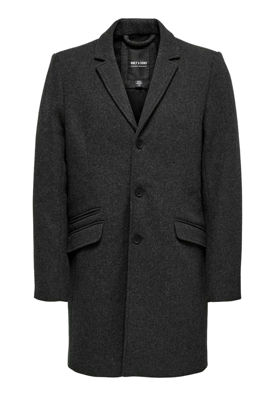 Only & Sons Halflange Jas - Dark Grey Melange 8 Only & Sons Halflange Jas - Dark Grey Melange - Afbeelding 6
