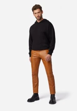 Slim Fit - Leren Broek - Cognac -Jack and Jones Verkoopwinkel 9f90b2dd2f6848eab3e568ade58bef44