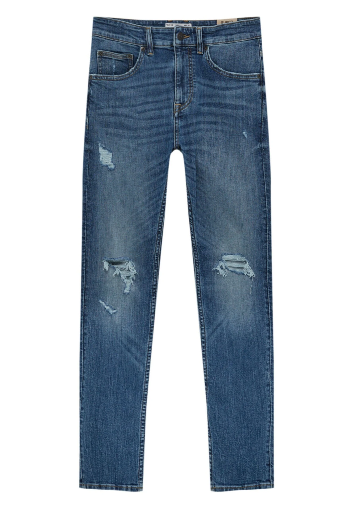 PULL & BEAR Ripped - Slim Fit Jeans - Dark Blue 7 PULL & BEAR Ripped - Slim Fit Jeans - Dark Blue - Afbeelding 5