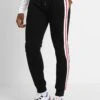 URBAN CLASSICS Terry Tone Side Strip Pants - Trainingsbroek - Black/White/Firered