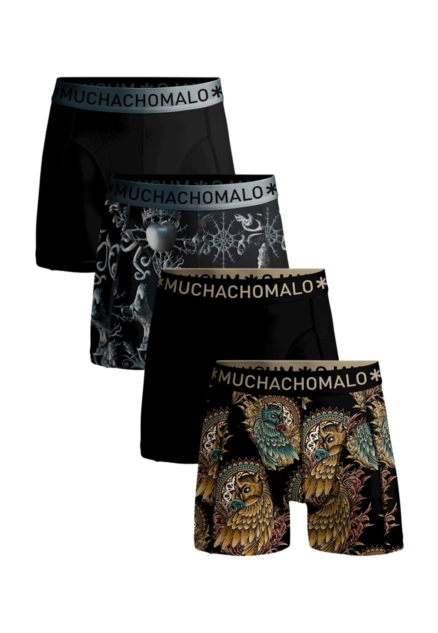 Muchachomalo 4-Pack Free As A Bird Explore - Onderbroeken - Print Print Black Grey 3 Muchachomalo 4-Pack Free As A Bird Explore - Onderbroeken - Print Print Black Grey