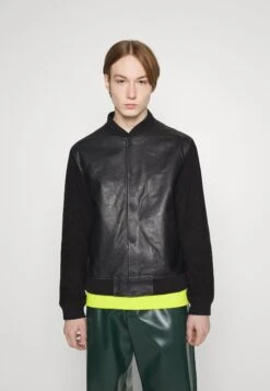 THEORY Varsity - Leren Jas - Black