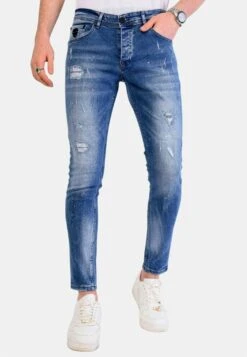 Verfspatten - Slim Fit Jeans - Blauw