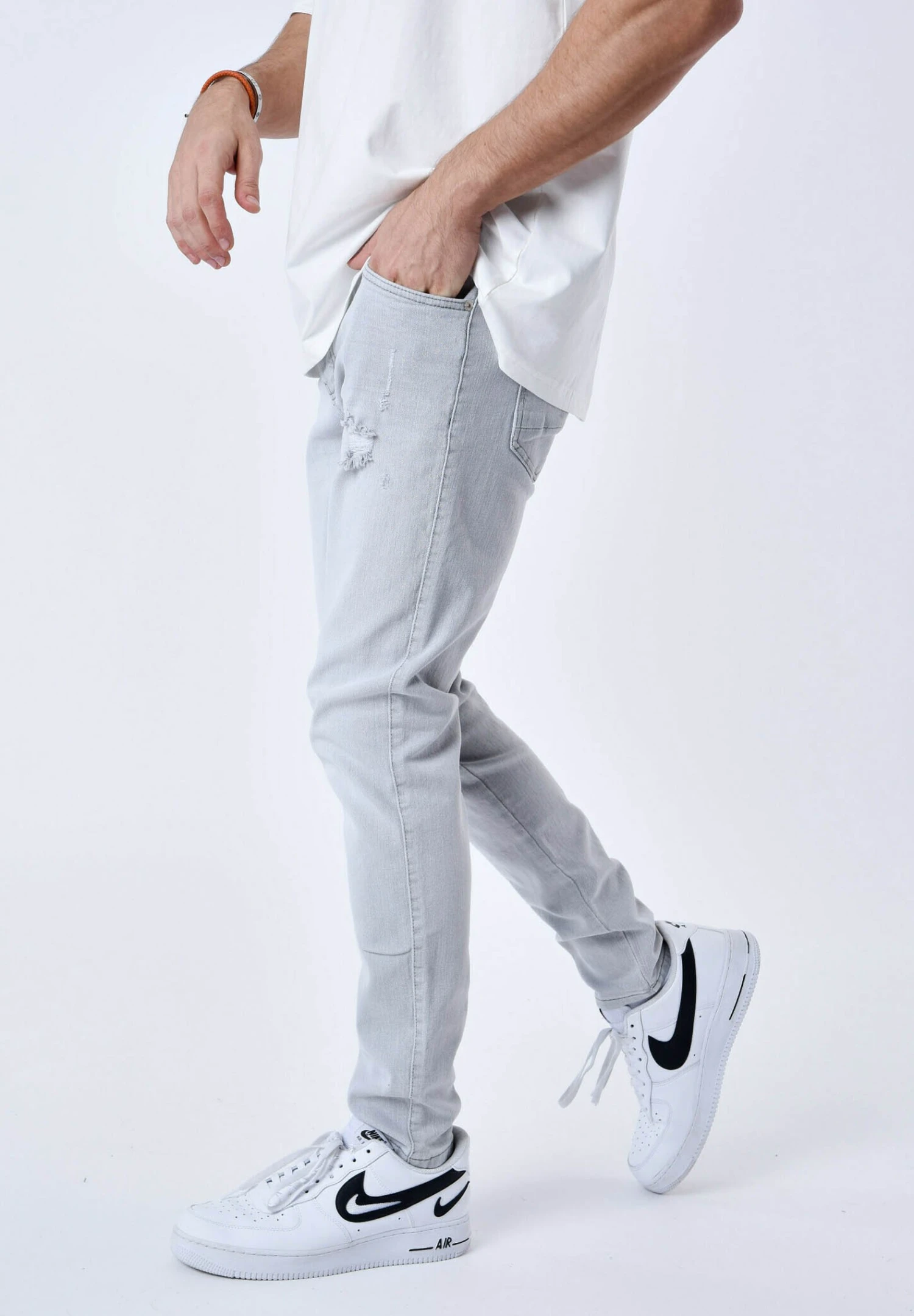 Avec- Slim Fit Jeans - Gris Clair 6 Avec- Slim Fit Jeans - Gris Clair - Afbeelding 4