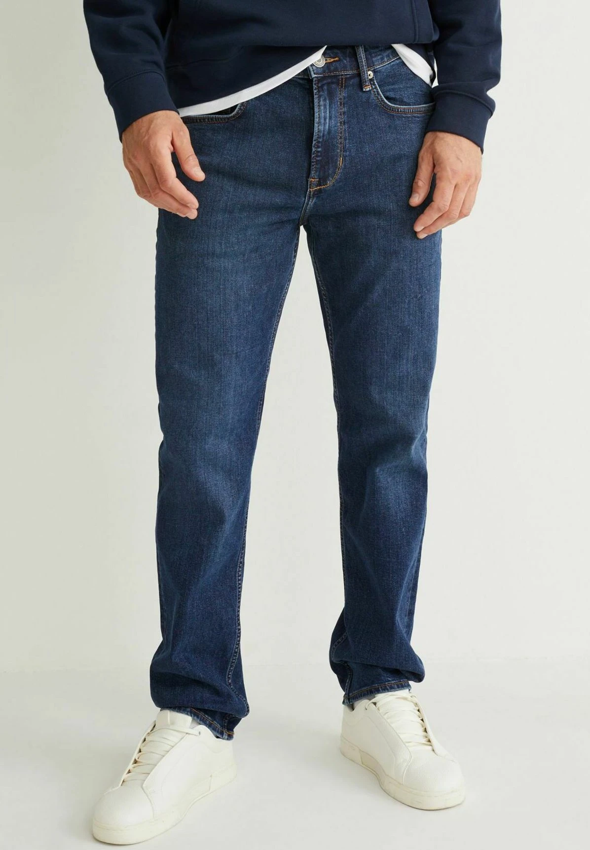 Straight Leg Jeans - Denim Dark Blue 3 Straight Leg Jeans - Denim Dark Blue