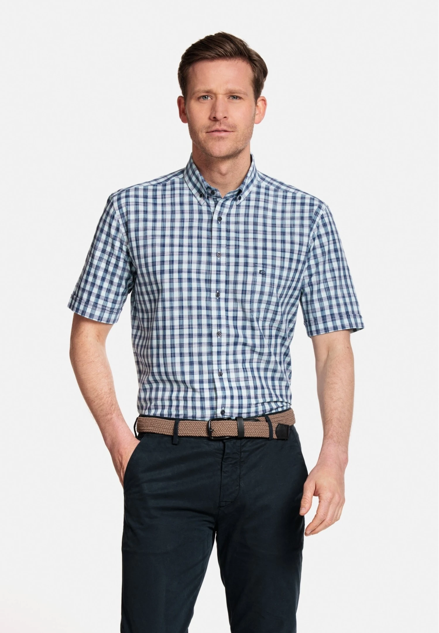 Overhemd - Mint Green Navy 3 Overhemd - Mint Green Navy