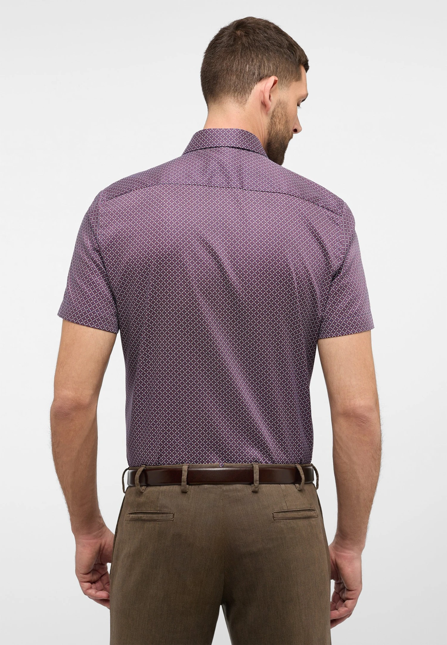 Eterna Bedrucktes Twill Kurzarm Slim Fit - Overhemd - Rot 4 Eterna Bedrucktes Twill Kurzarm Slim Fit - Overhemd - Rot - Afbeelding 2