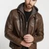 SERGE PARIENTE Eric Hood - Leren Jas - Mocca -Jack and Jones Verkoopwinkel bf8cd5f025014da59edf359a207878f0