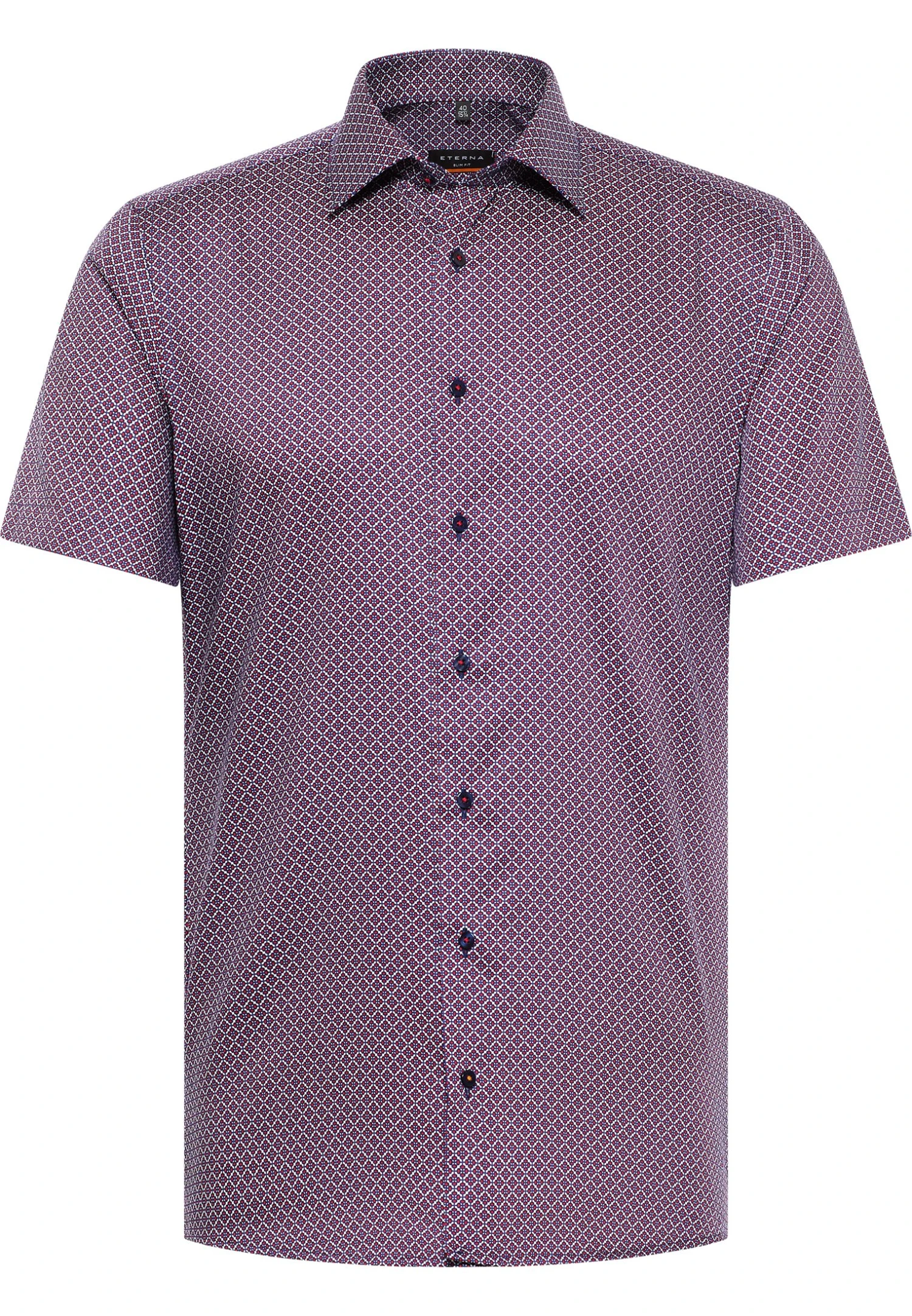 Eterna Bedrucktes Twill Kurzarm Slim Fit - Overhemd - Rot 6 Eterna Bedrucktes Twill Kurzarm Slim Fit - Overhemd - Rot - Afbeelding 4