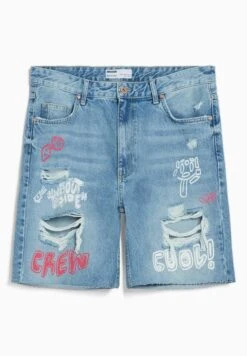 BERSHKA Printed RippedBermuda - Jeansshort - Light/Blue Denim -Jack and Jones Verkoopwinkel c1e0815abc4b49c485beefa2606852d5