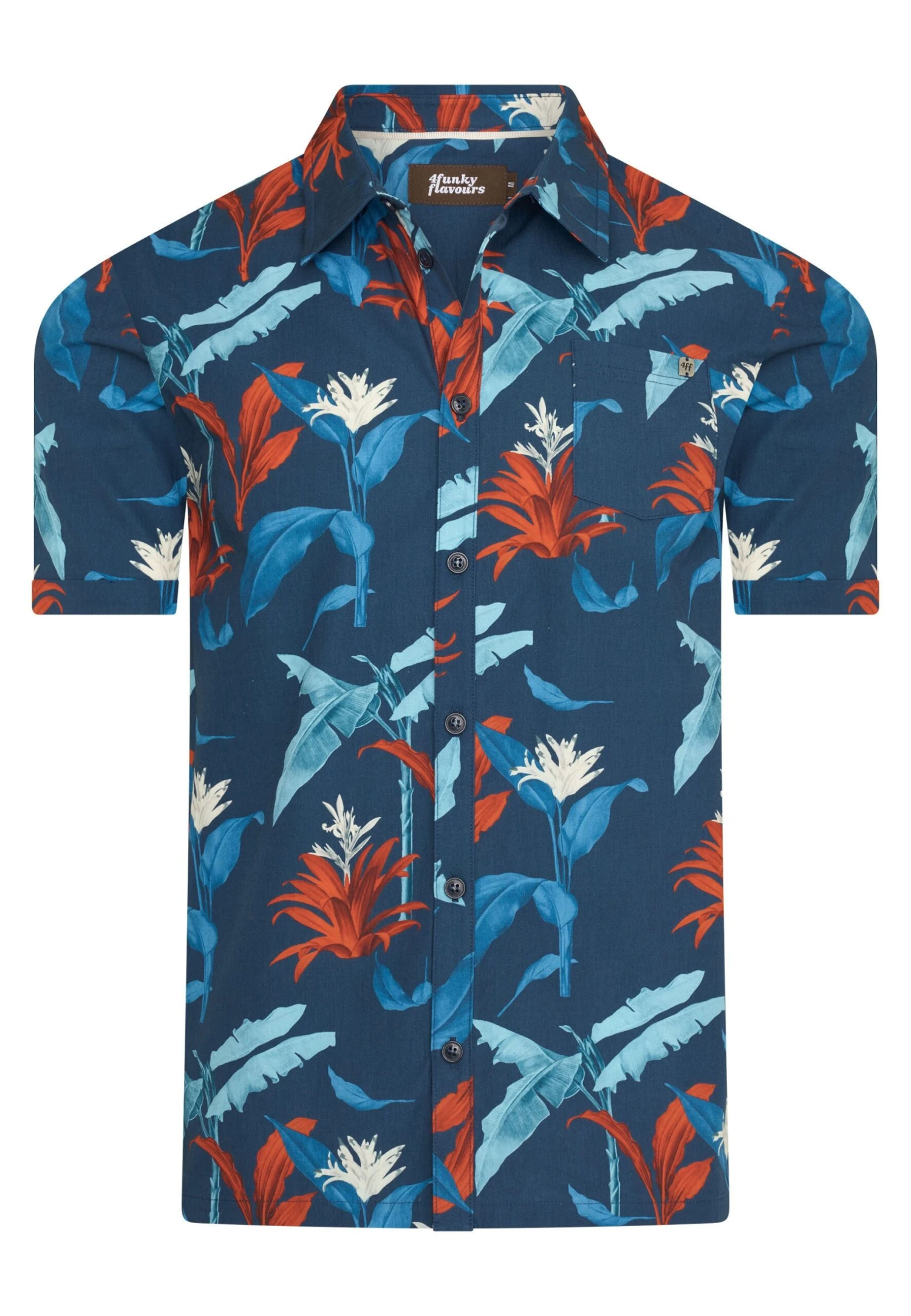 With Plant Pattern. - Overhemd - Blue 7 With Plant Pattern. - Overhemd - Blue - Afbeelding 5