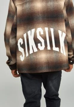 SikSilk Printed Logo Check Overshirt - Lichte Jas - Brown -Jack and Jones Verkoopwinkel c6f202a279204b61adb3fbf069d21eb0
