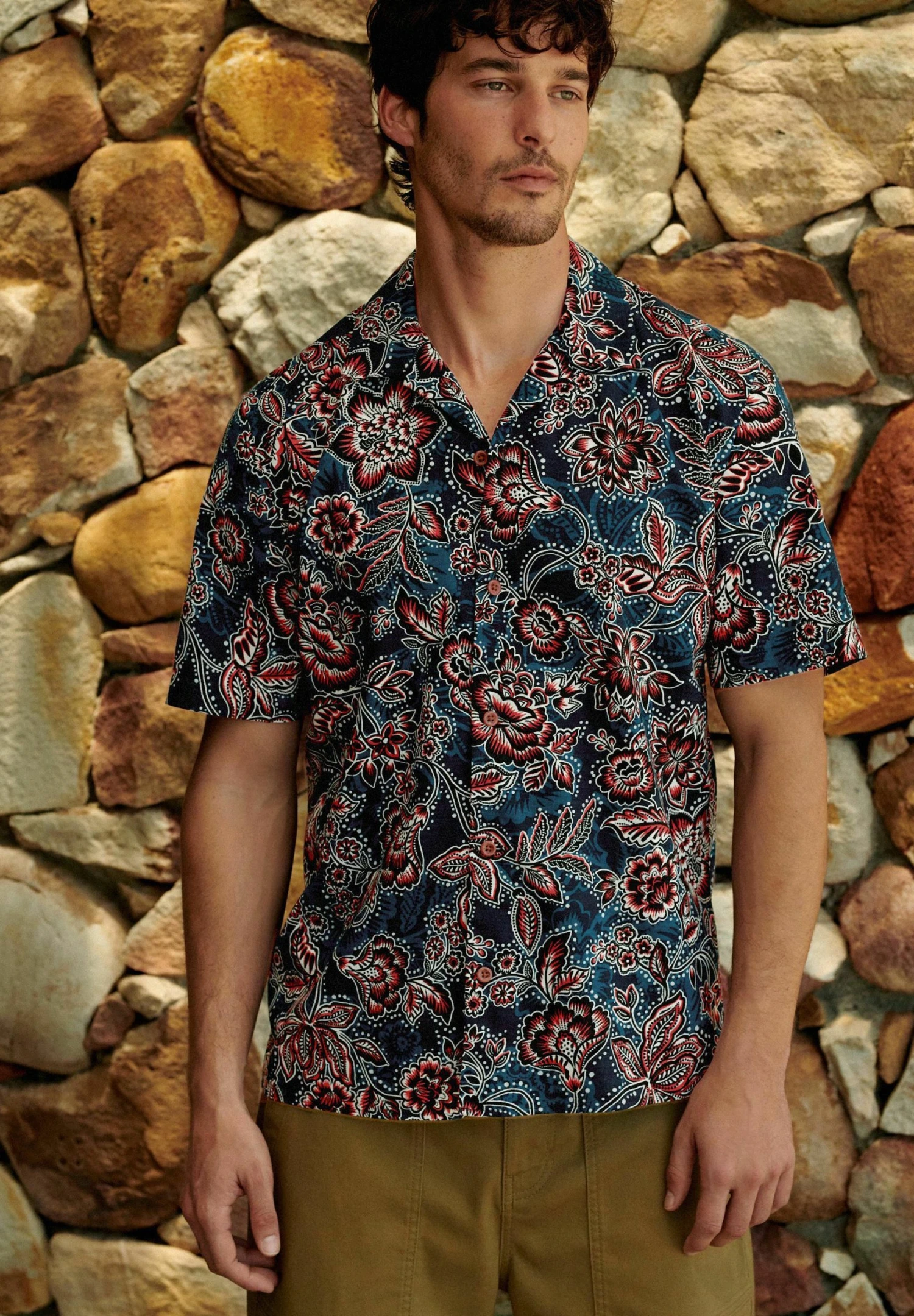 Next Short Sleeve Floral Standard - Overhemd - Navy Blue Burgundy 3 Next Short Sleeve Floral Standard - Overhemd - Navy Blue Burgundy