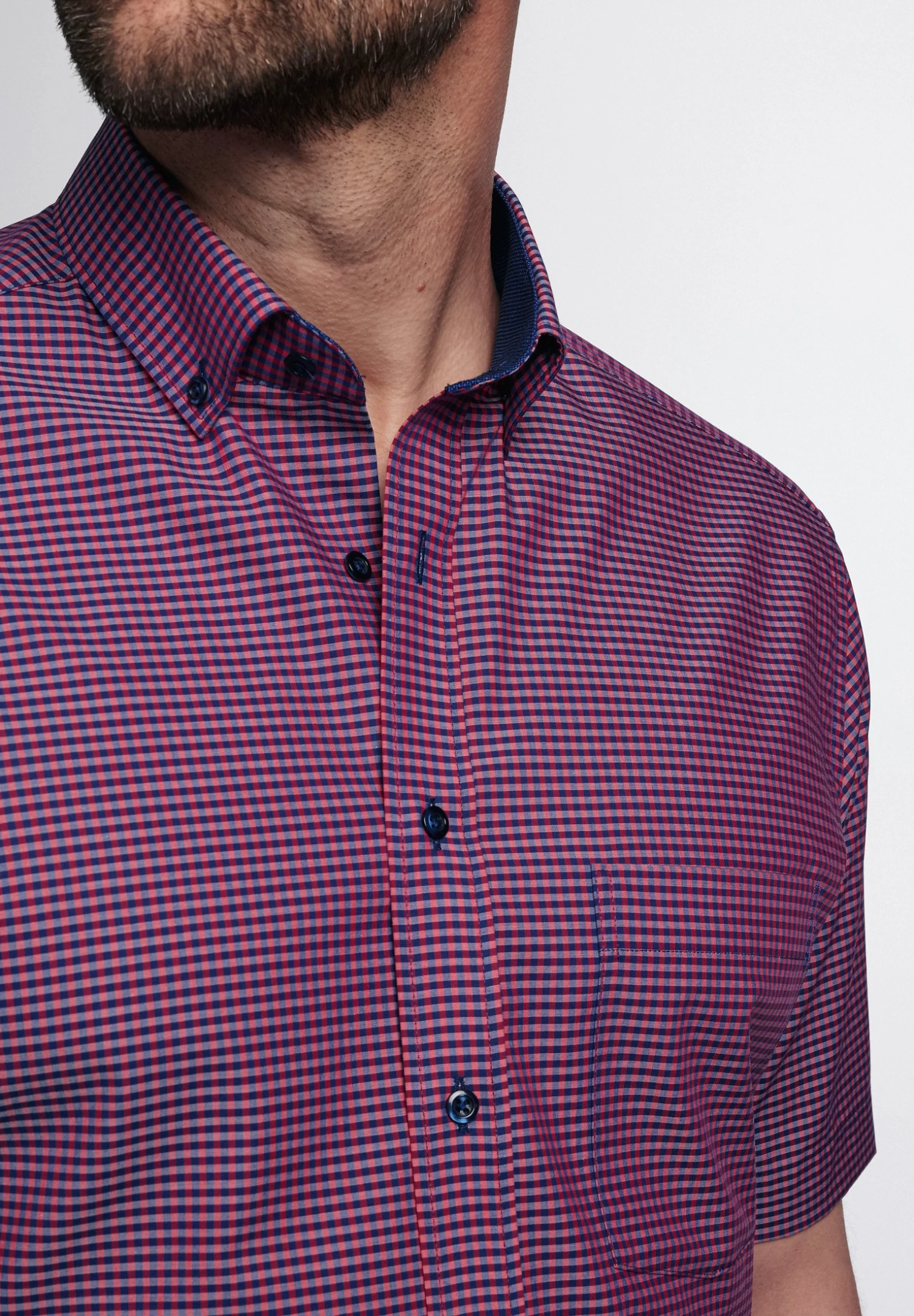 Eterna Modern Fit- Overhemd - Rot/Blau 5 Eterna Modern Fit- Overhemd - Rot/Blau - Afbeelding 3