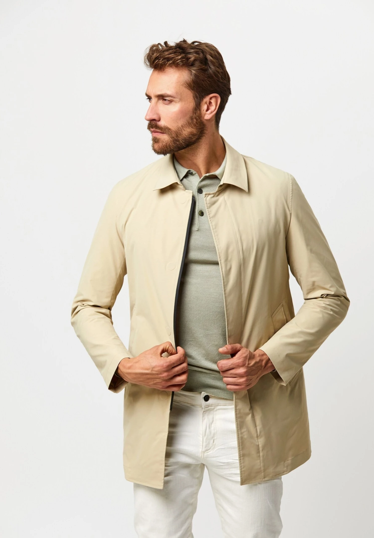 Profuomo Long - Halflange Jas - Sand 3 Profuomo Long - Halflange Jas - Sand