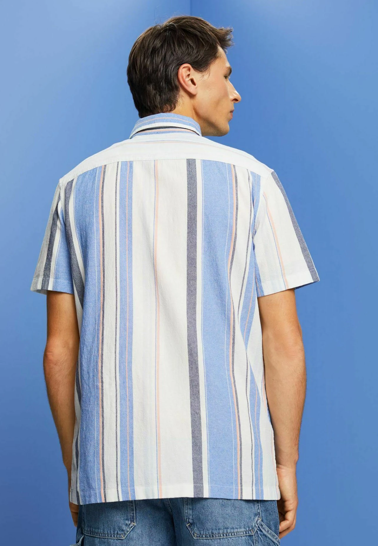 ESPRIT Kurzarm Mit Streifen - Overhemd - Bright Blue 7 ESPRIT Kurzarm Mit Streifen - Overhemd - Bright Blue - Afbeelding 5