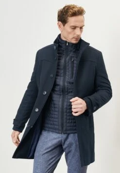 Standard Fit Figured- Halflange Jas - Navy Blue -Jack and Jones Verkoopwinkel ceea1de61db942af8bdda0f1e9ece615