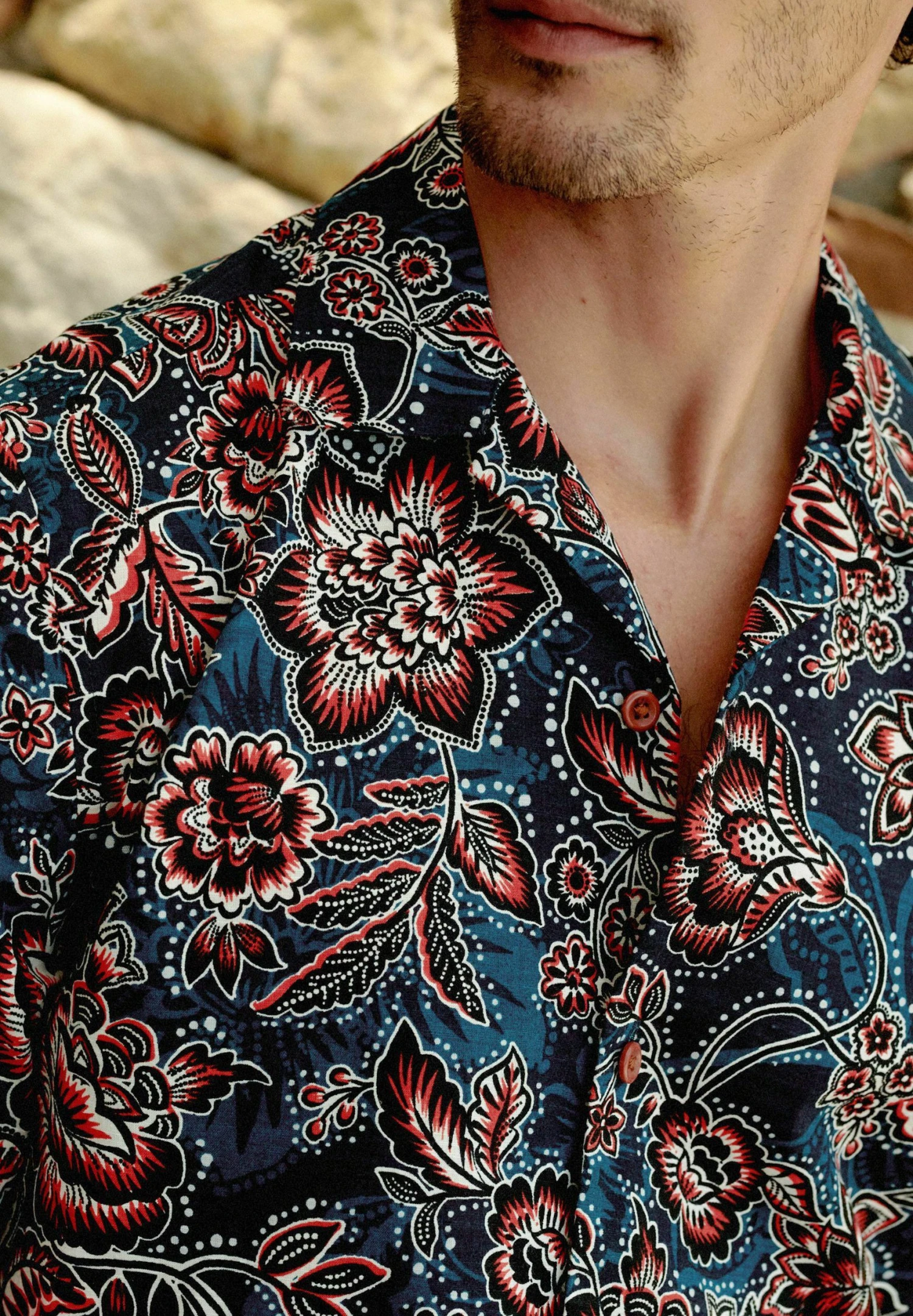 Next Short Sleeve Floral Standard - Overhemd - Navy Blue Burgundy 5 Next Short Sleeve Floral Standard - Overhemd - Navy Blue Burgundy - Afbeelding 3