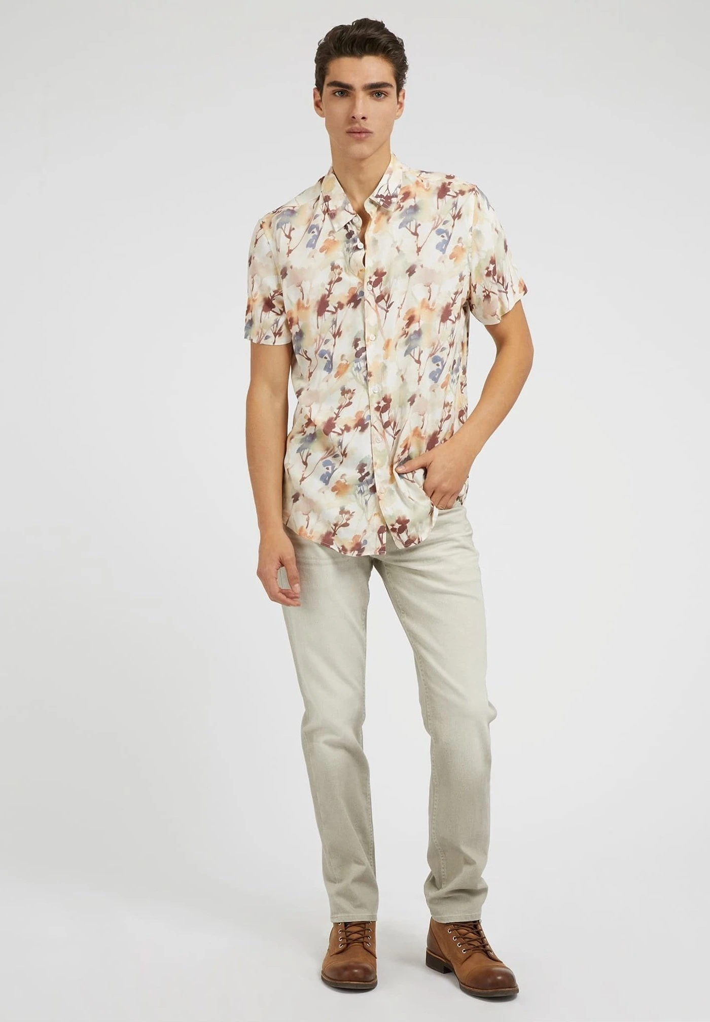 Guess Mit Allover Print - Overhemd - Mehrfarbig Beige 4 Guess Mit Allover Print - Overhemd - Mehrfarbig Beige - Afbeelding 2