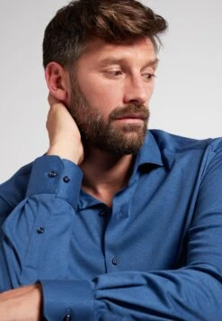 Eterna Langarm Modern Fit - Overhemd - Blau Meliert -Jack and Jones Verkoopwinkel d4a61a86119841e39c10499d2f8f37c7