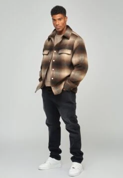 SikSilk Printed Logo Check Overshirt - Lichte Jas - Brown -Jack and Jones Verkoopwinkel d4bd7dcee96c448bacfae88919a6193c