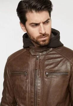 SERGE PARIENTE Eric Hood - Leren Jas - Mocca -Jack and Jones Verkoopwinkel d7940fbbe92d491a8727f56f78c7142f