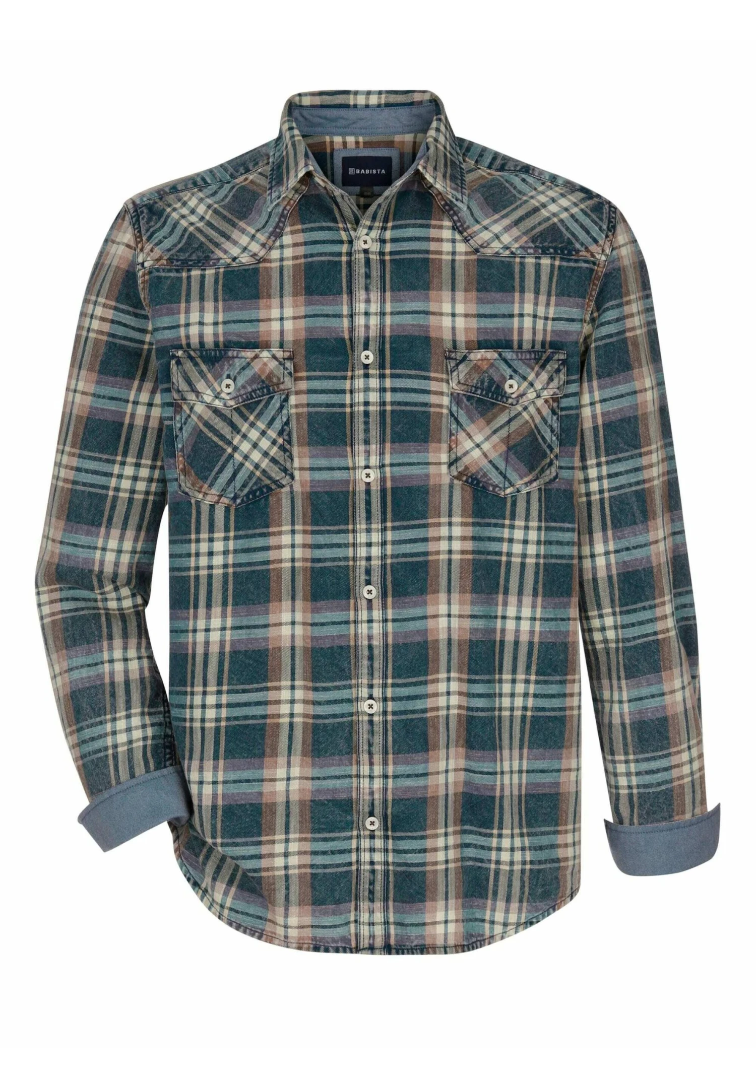 Overhemd - Jeansblau Braun 3 Overhemd - Jeansblau Braun