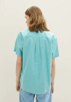 TOM TAILOR Denim Gestreiftes Kurzarm - Overhemd - Turquoise Stripe -Jack and Jones Verkoopwinkel d8d7337719054337b008cfefdaa700a5