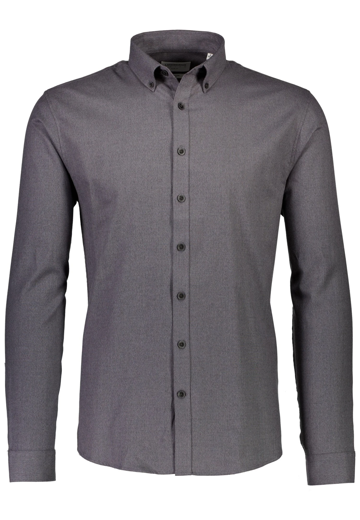 Lindbergh Mouliné Stretch- Overhemd - Dark Grey 4 Lindbergh Mouliné Stretch- Overhemd - Dark Grey - Afbeelding 2