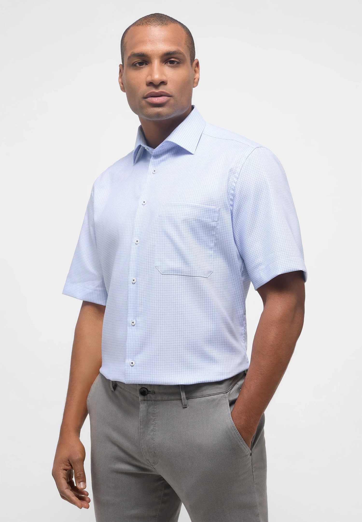 Eterna Kariertes -Kurzarm Comfort Fit - Overhemd - Blau 3 Eterna Kariertes -Kurzarm Comfort Fit - Overhemd - Blau