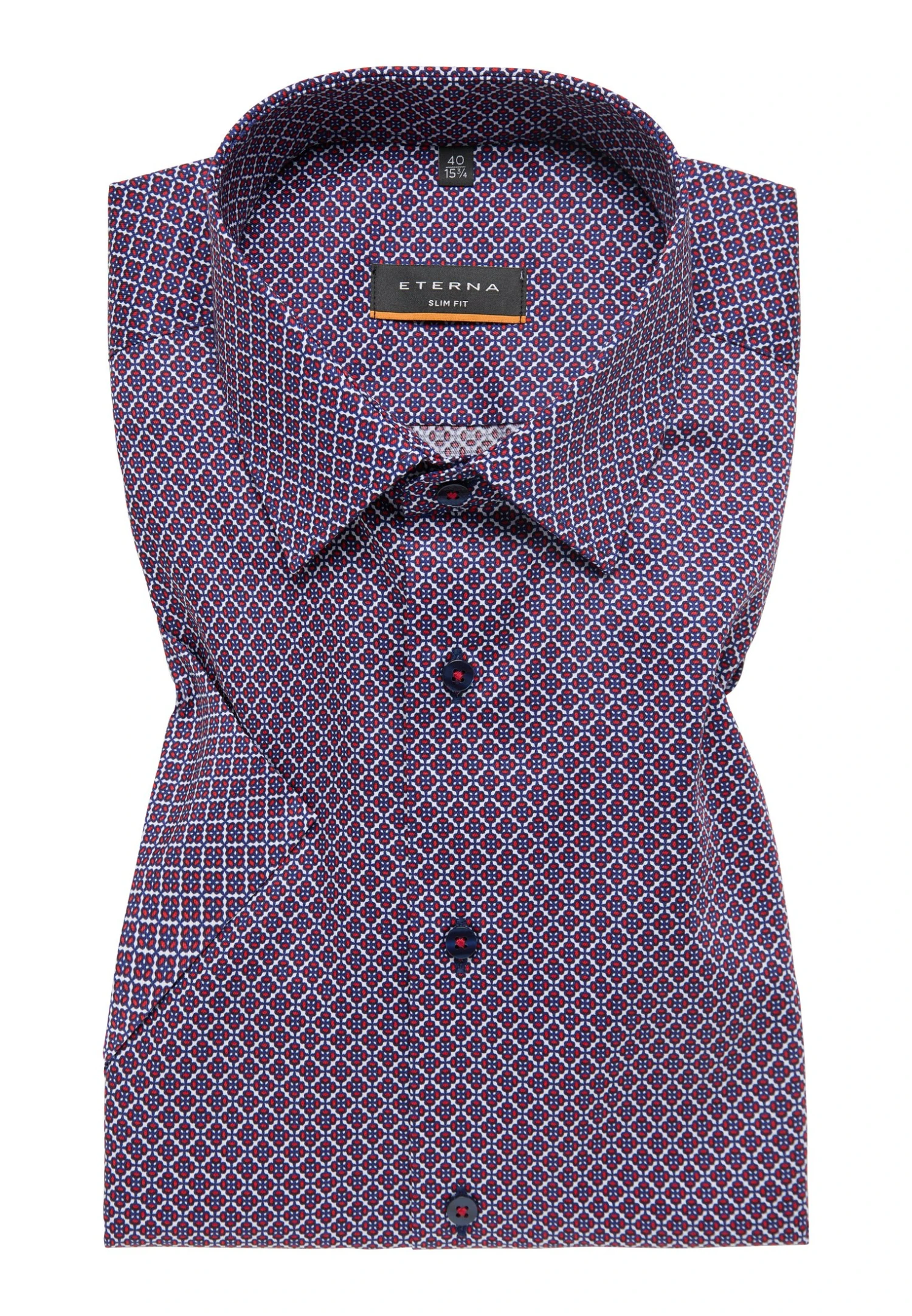 Eterna Bedrucktes Twill Kurzarm Slim Fit - Overhemd - Rot 7 Eterna Bedrucktes Twill Kurzarm Slim Fit - Overhemd - Rot - Afbeelding 5