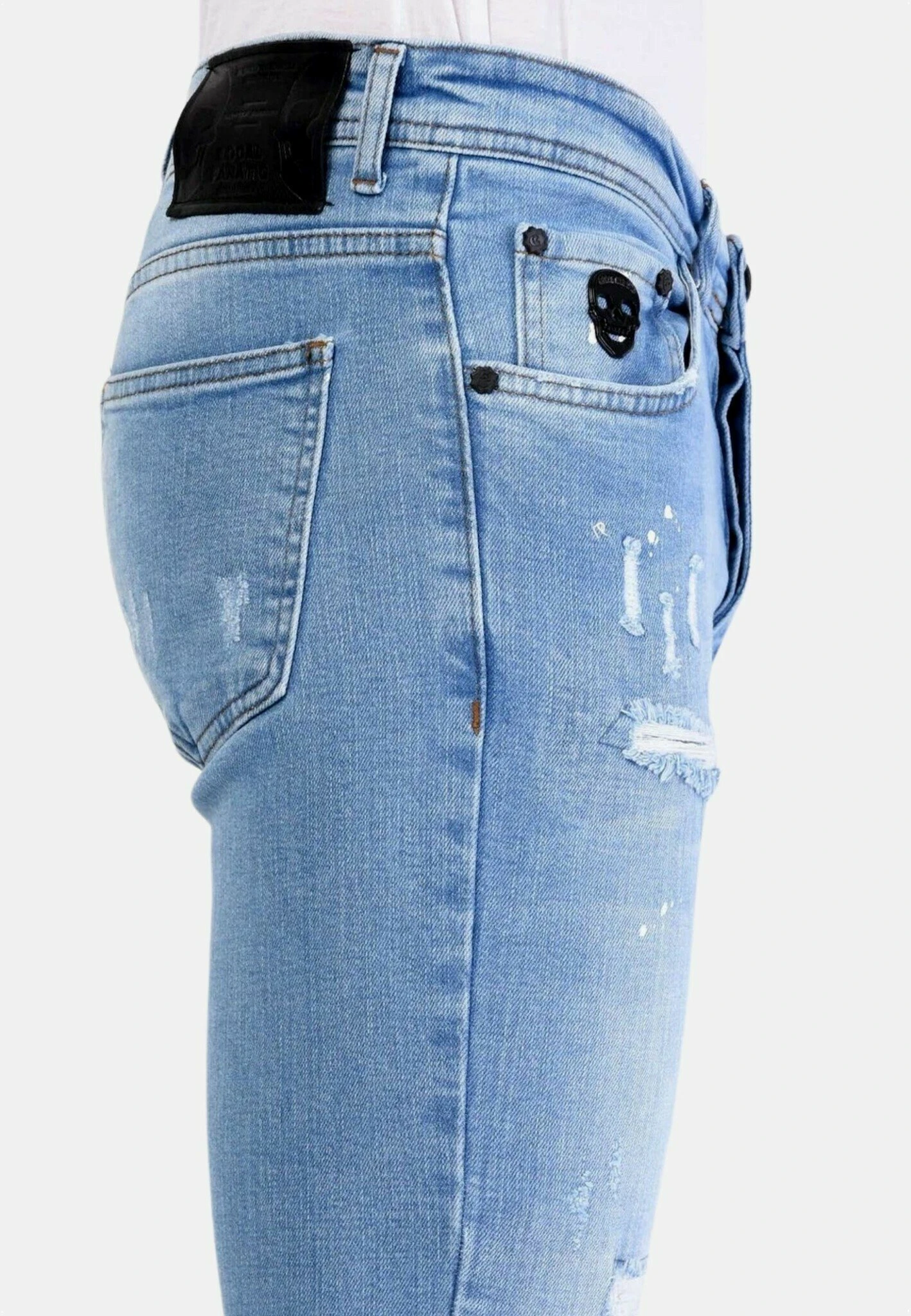 Scheuren - Slim Fit Jeans - Blauw 6 Scheuren - Slim Fit Jeans - Blauw - Afbeelding 4