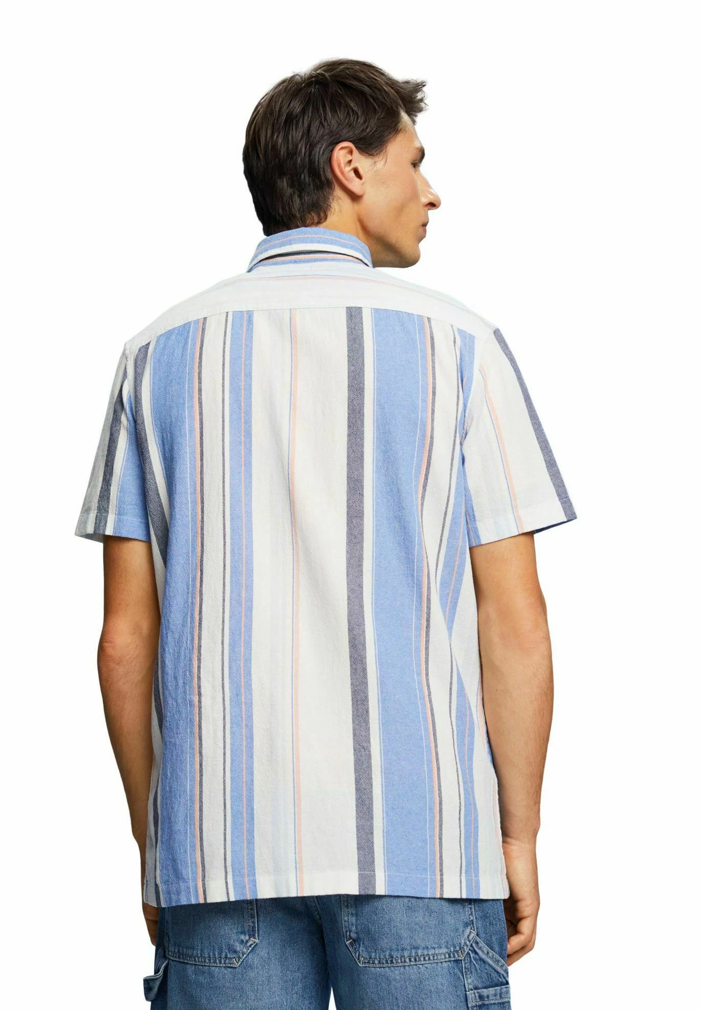 ESPRIT Kurzarm Mit Streifen - Overhemd - Bright Blue 4 ESPRIT Kurzarm Mit Streifen - Overhemd - Bright Blue - Afbeelding 2