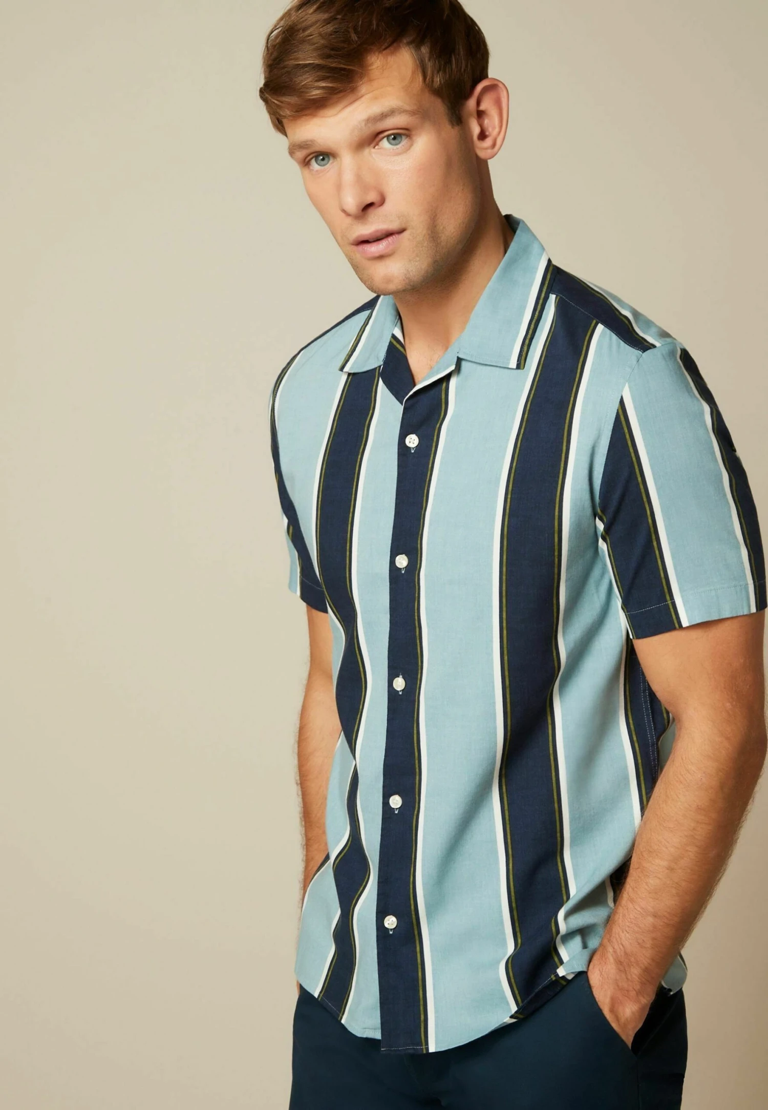 Next Stripe Short Sleeve Standard - Overhemd - Light Blue 3 Next Stripe Short Sleeve Standard - Overhemd - Light Blue