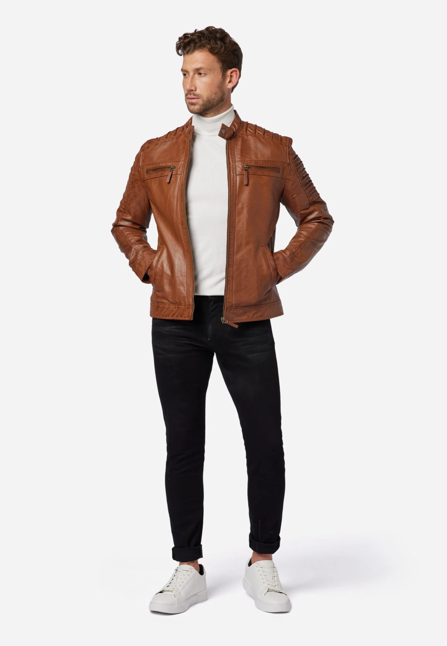 Leren Jas - Cognac Braun 4 Leren Jas - Cognac Braun - Afbeelding 2