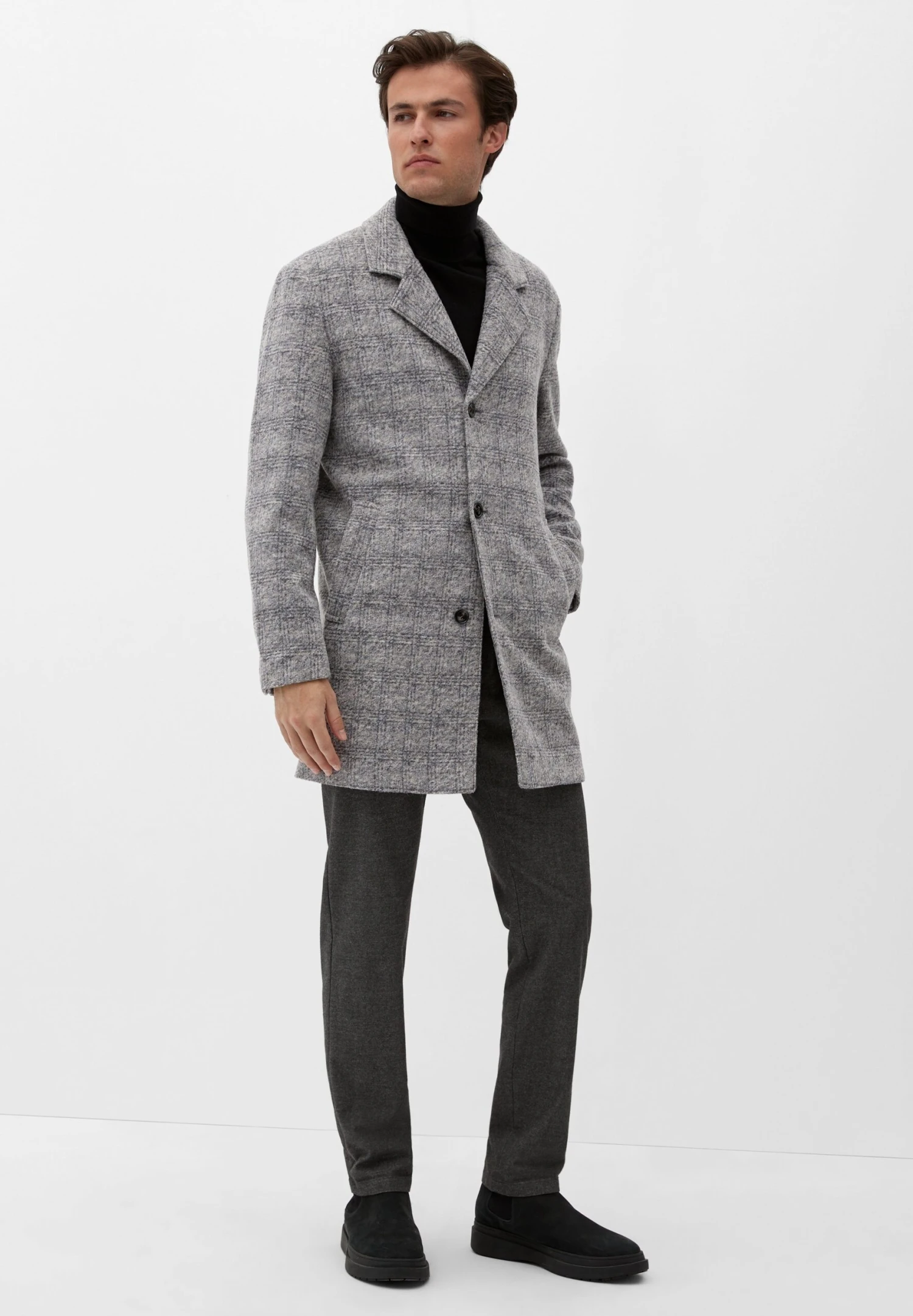 S.Oliver Mit Reverskragen - Halflange Jas - Grey Check 4 S.Oliver Mit Reverskragen - Halflange Jas - Grey Check - Afbeelding 2