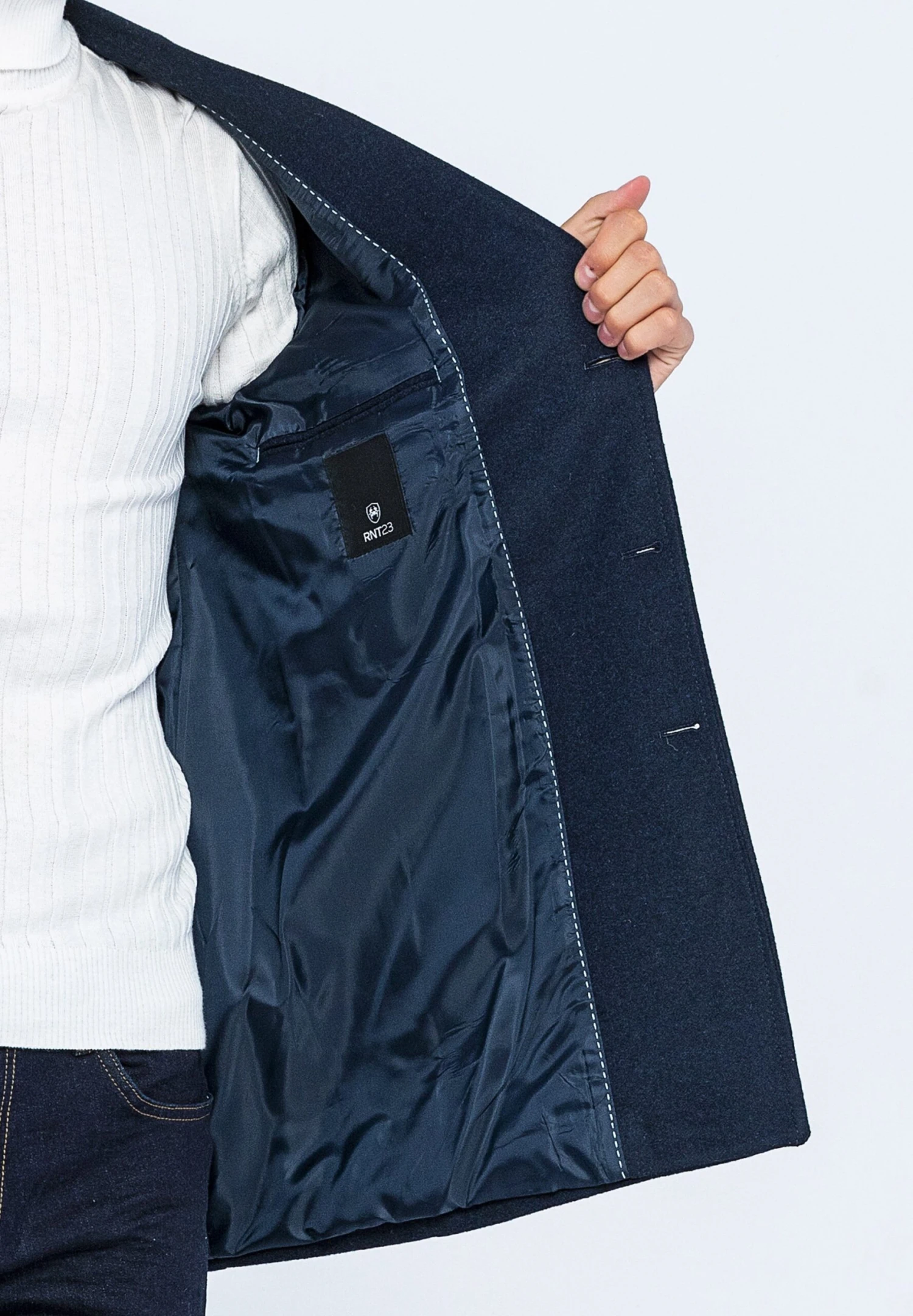 Elegant - Halflange Jas - Dunkelblau 6 Elegant - Halflange Jas - Dunkelblau - Afbeelding 4