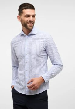 Eterna Seersucker Slim Fit - Overhemd - Hellblau