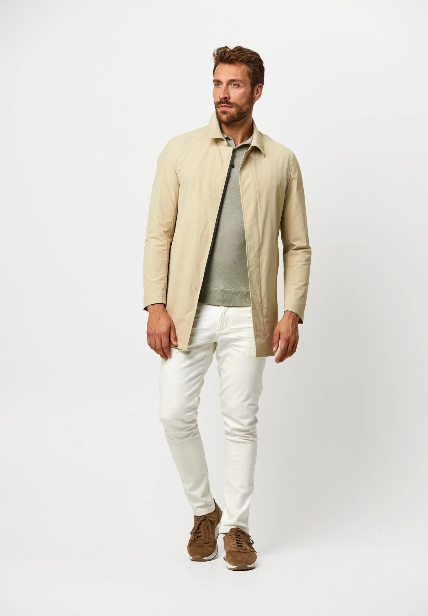 Profuomo Long - Halflange Jas - Sand 4 Profuomo Long - Halflange Jas - Sand - Afbeelding 2