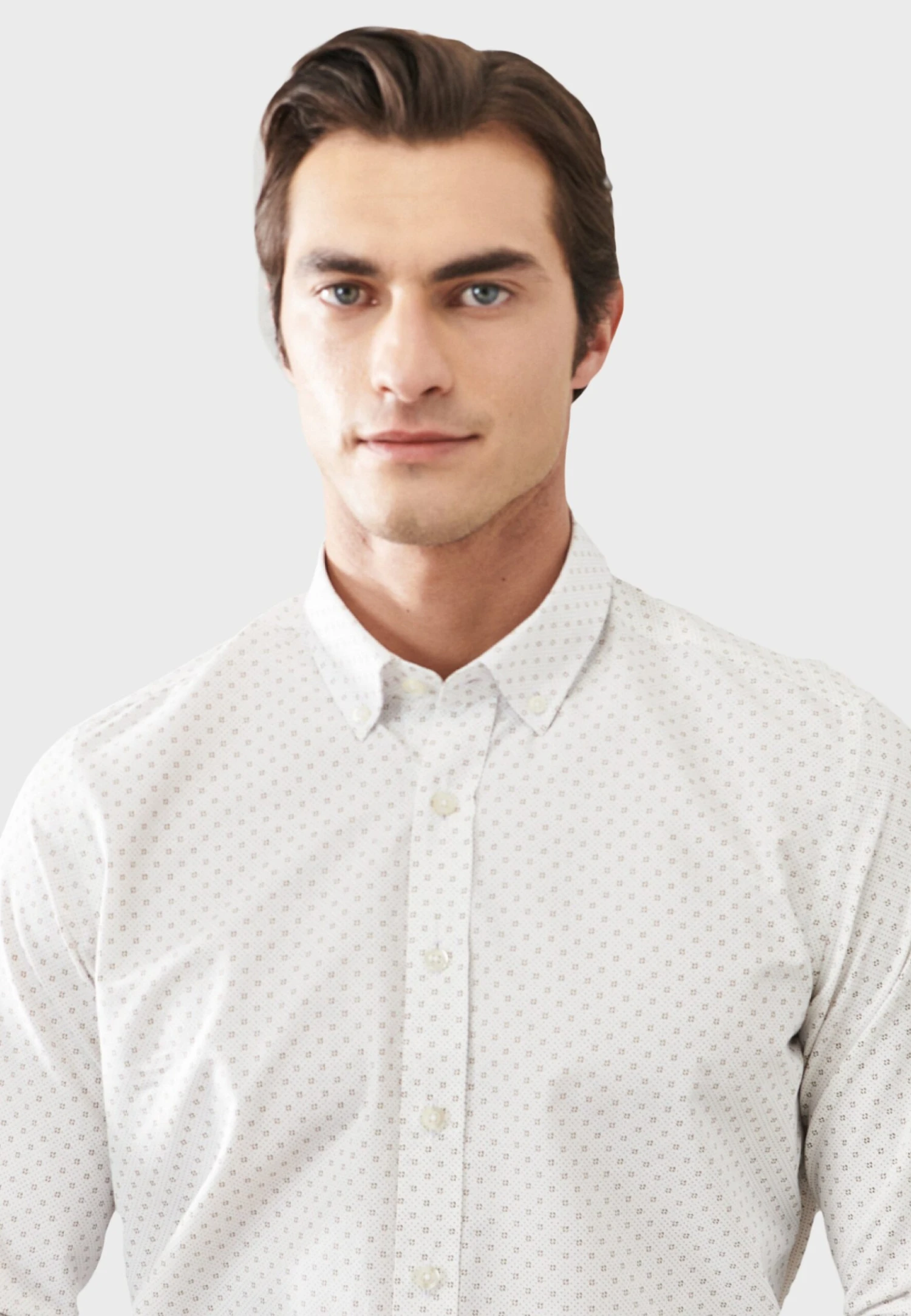 Slim Fit Printed - Overhemd - White Dark Beige 4 Slim Fit Printed - Overhemd - White Dark Beige - Afbeelding 2